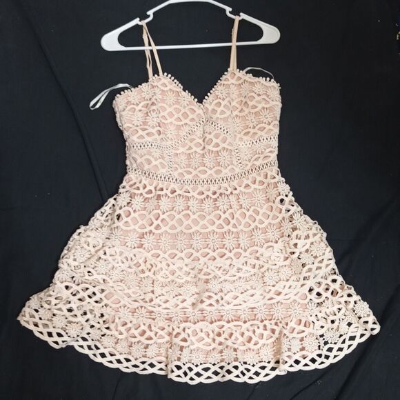 Lulus Beauty and Lace Crochet Mini Dress in White Nude Size S - Picture 2 of 6